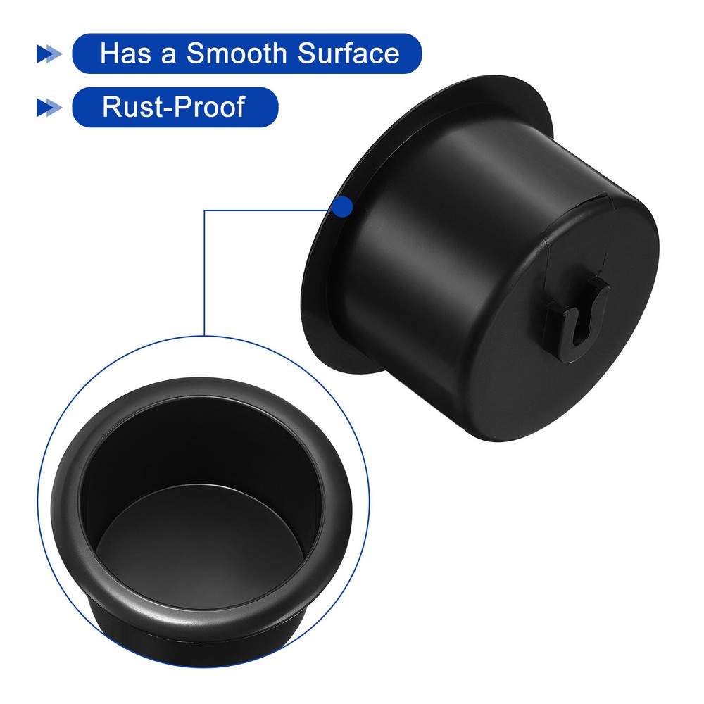 Plastic Cup Holder 2.72"x4.25" - 2 Pack Black Drop-in Beverage Can Insert