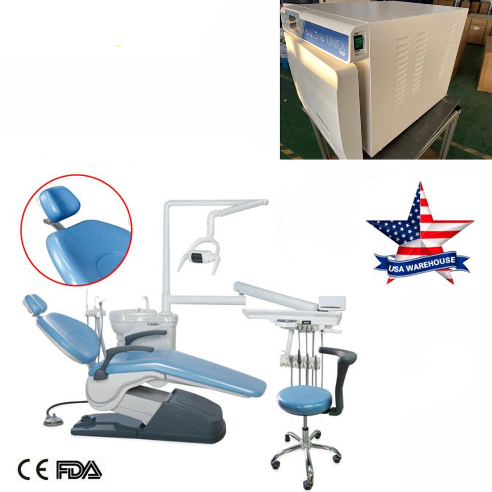 Dental Chair Unit PU Leather Computer Controlled DC Motor Stool Kit /Sterilizer