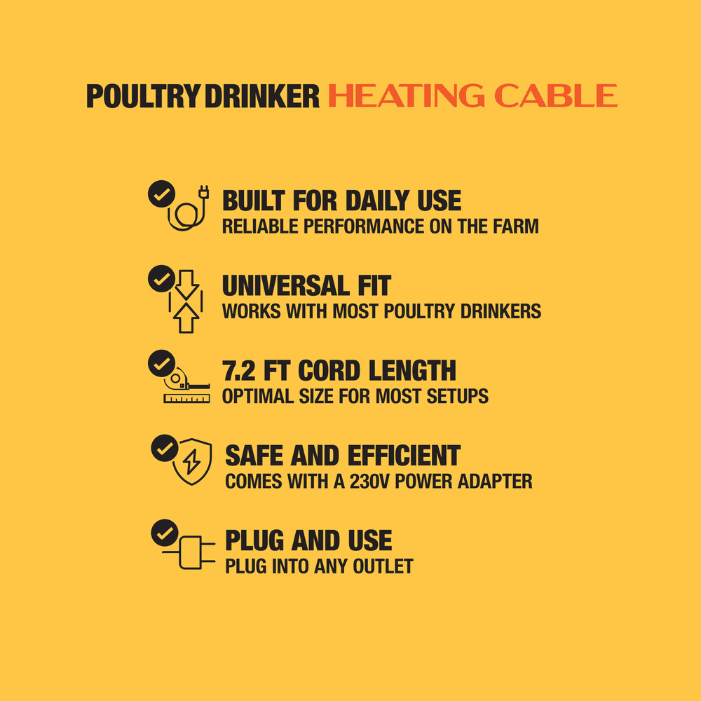 16" Poultry Drinker Heater Cable - 12W
