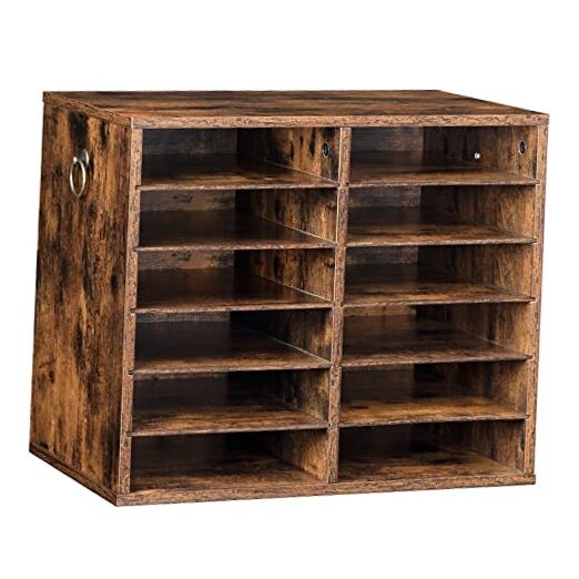 Literature Organizers, 12 Compartments Office Mailbox with Rustic Brown