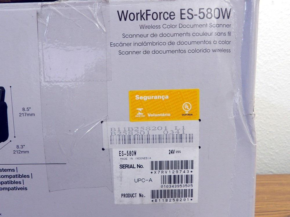 Epson Workforce ES-580W Wireless Color Duplex Desktop Document Scanner