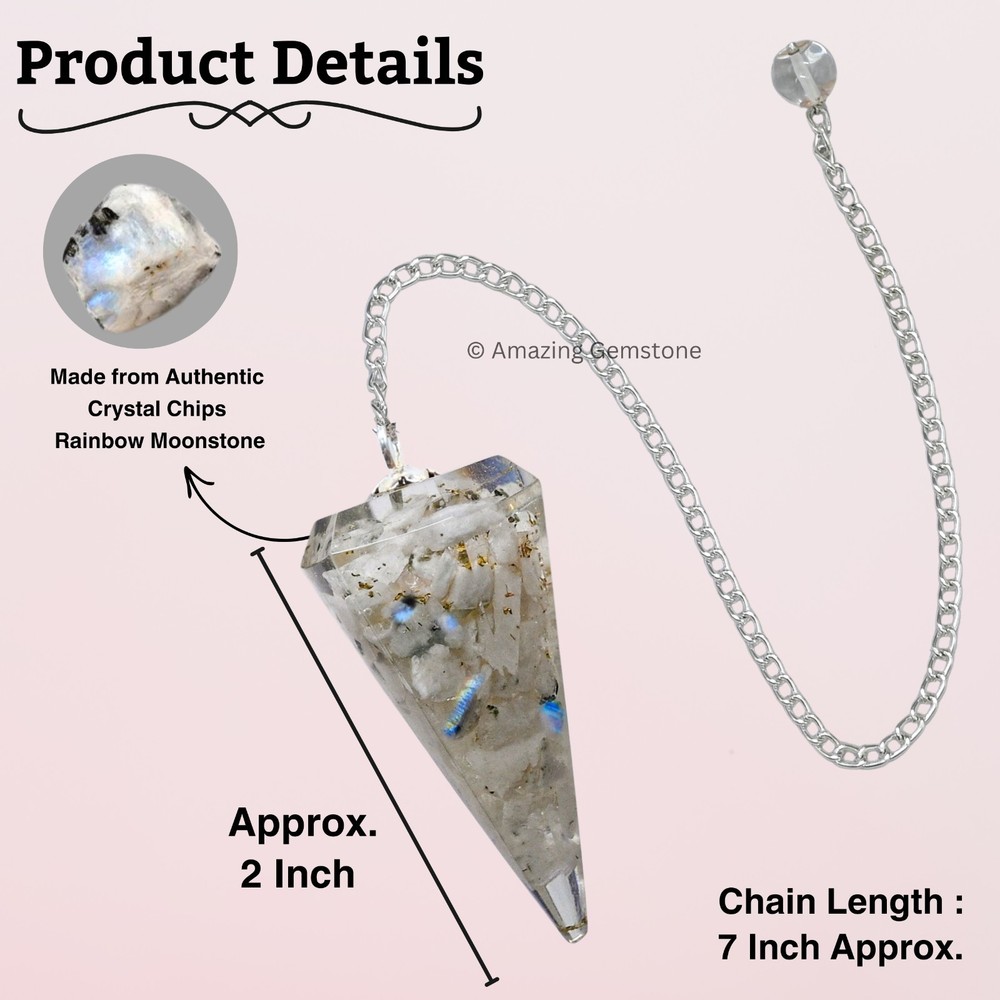 Rainbow Moonstone Orgone Crystal Pendulums