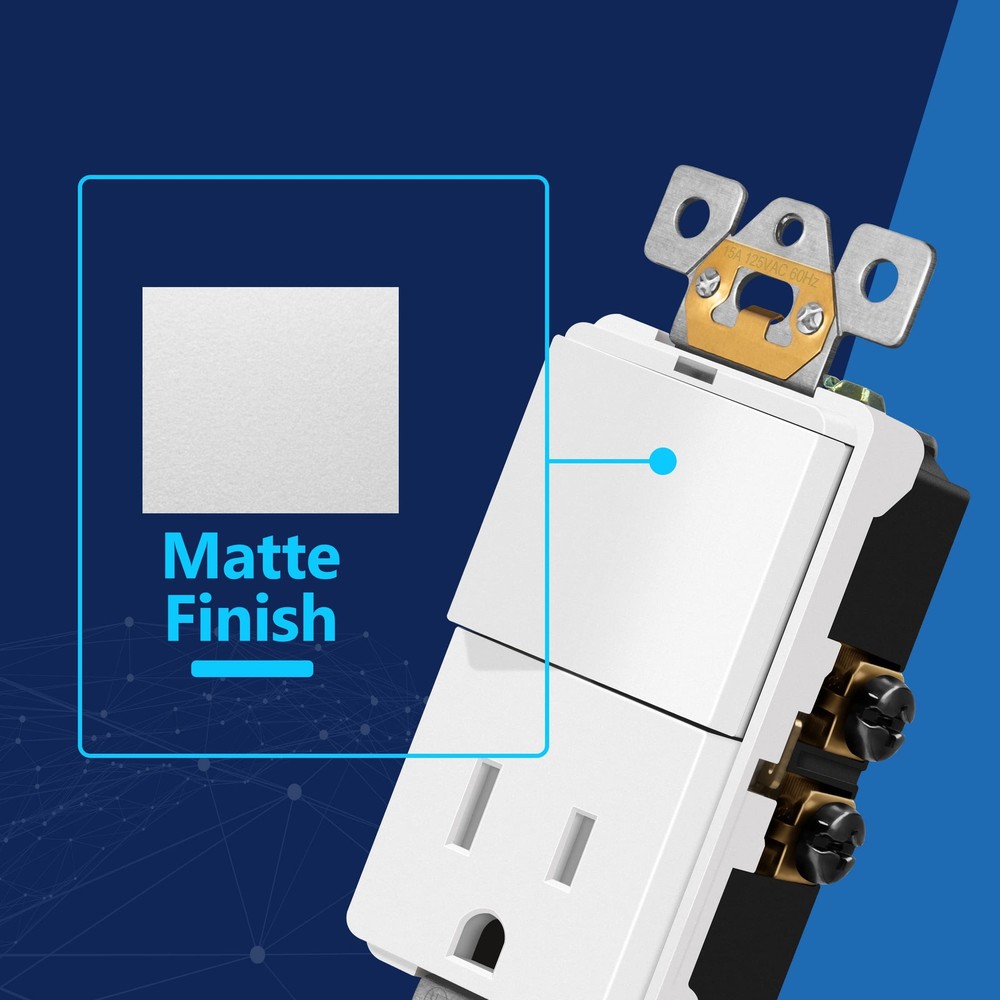 Matte Finish Lighted Combination Decorator Switch And Tamperresistant Receptacle