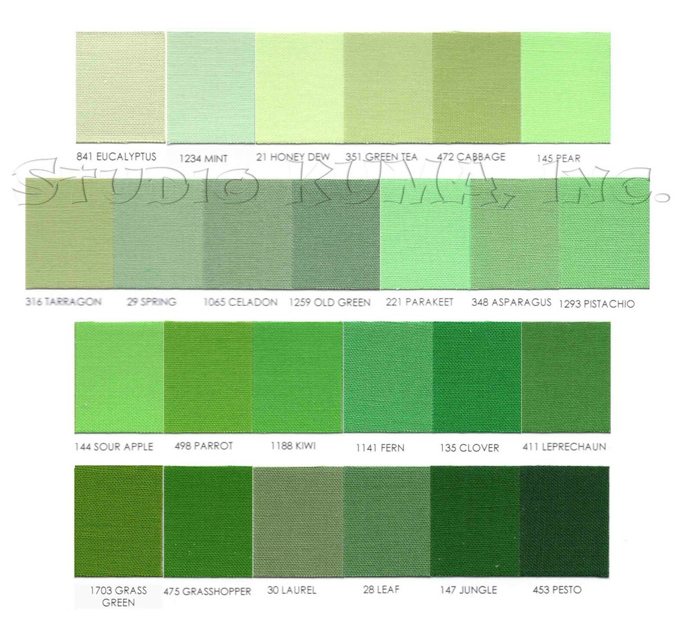 ROBERT KAUFMAN "KONA COTTON SOLID" Green #1 by the 1/2 yard