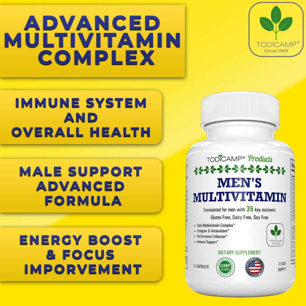 Men's Multivitamin & Mineral Complex, Blended Male Support Complex by Todicamp