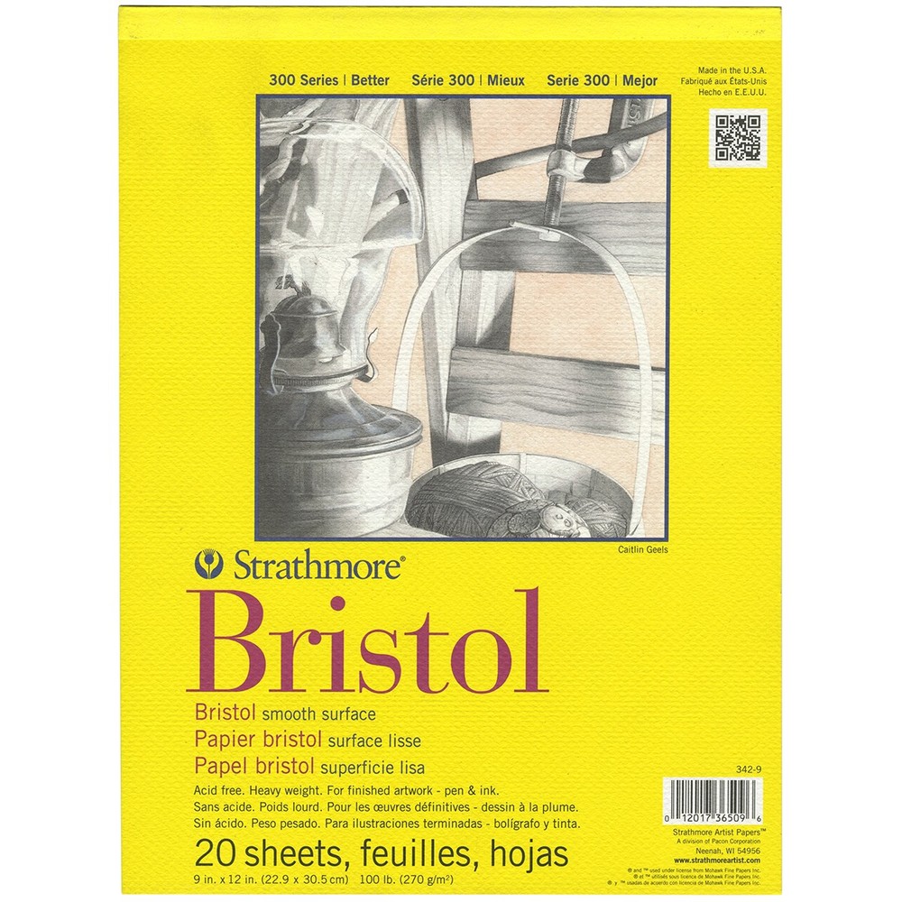 Strathmore Bristol Smooth Paper Pad 9"X12"-20 Sheets - 2 Pack