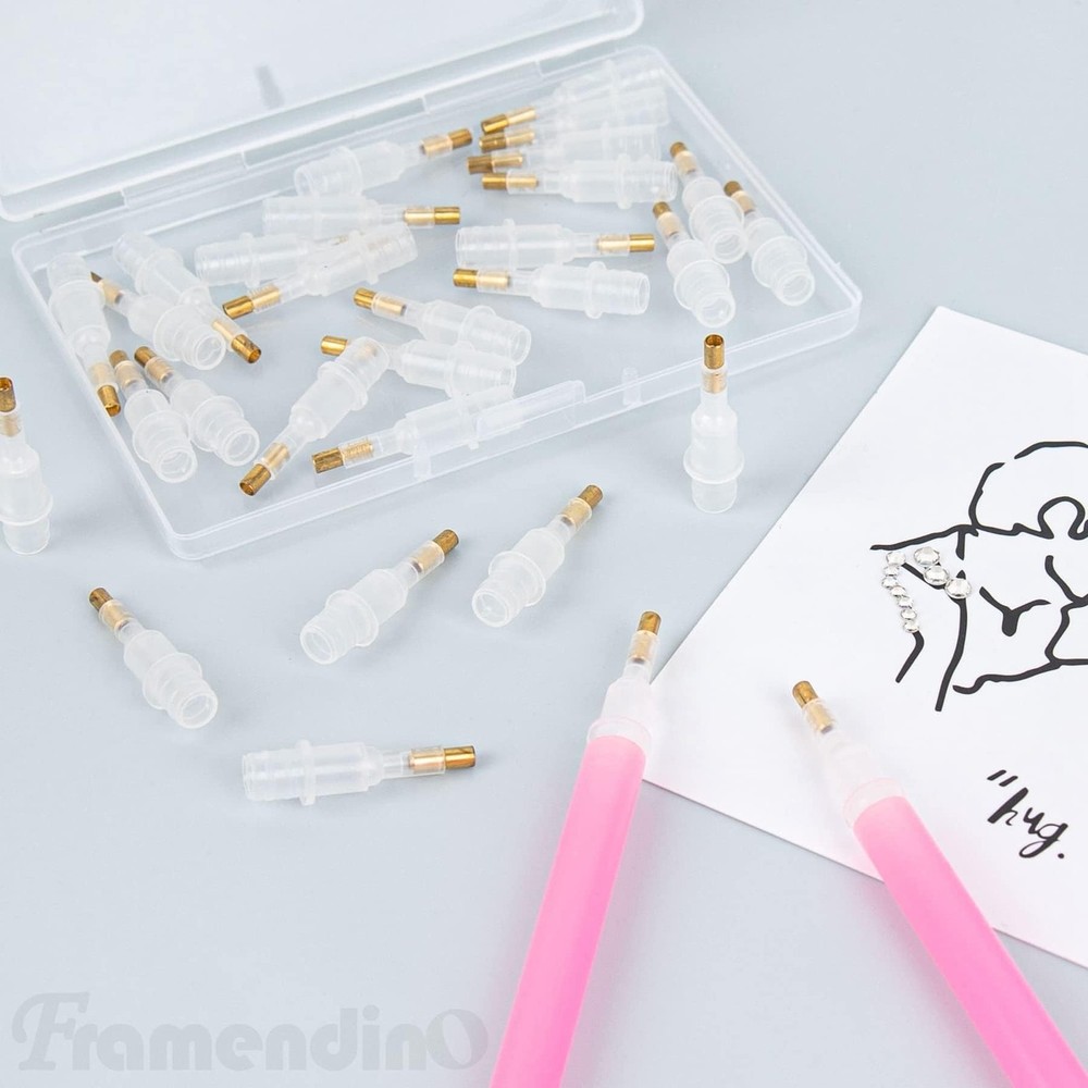 Framendino, 30 Pack Pen Tips Plastic Single Placer Tip for 5D