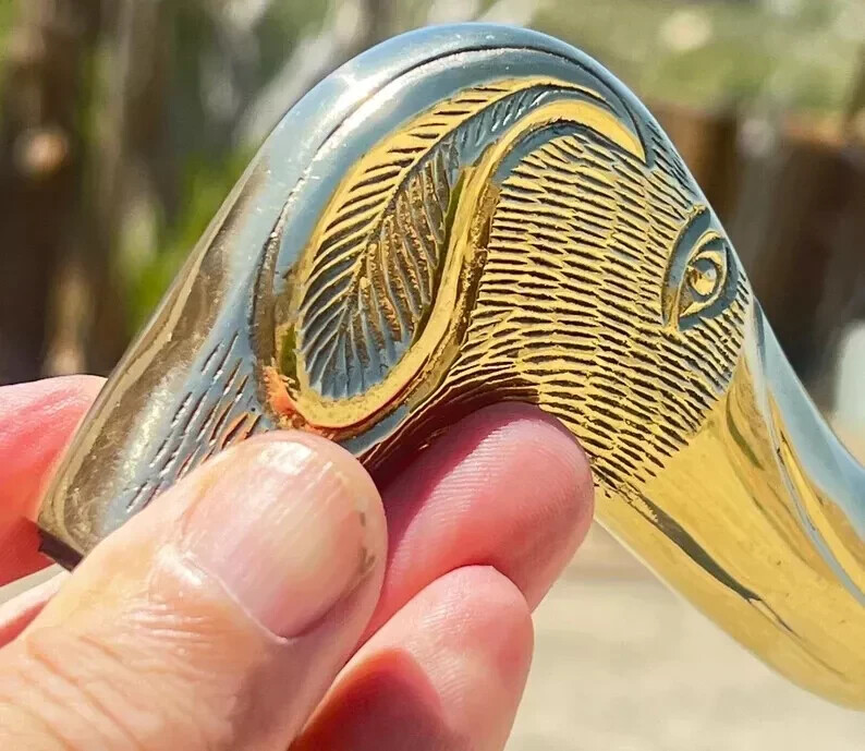 Handmade Dog Head Shaped Brass Walking Stick Handle