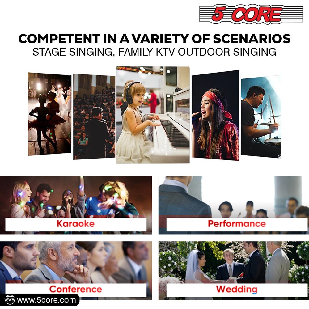 5Core Microphone Dynamic Microfono XLR Audio Cardioid Mic Vocal Karaoke Singing