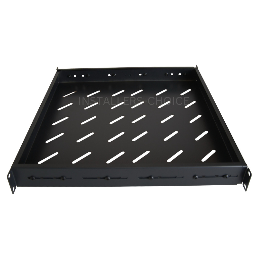 Fixed Rack Vented Server Shelf 1U 19" 4-Post Adjustable Depth 17" to 33", Black