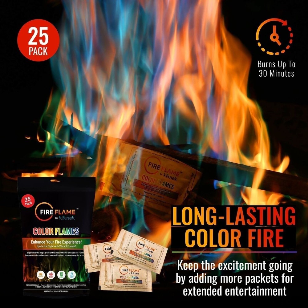 FireFlame Fire Color Changing Packets - Magic Color Fire Flames - 60 Pack
