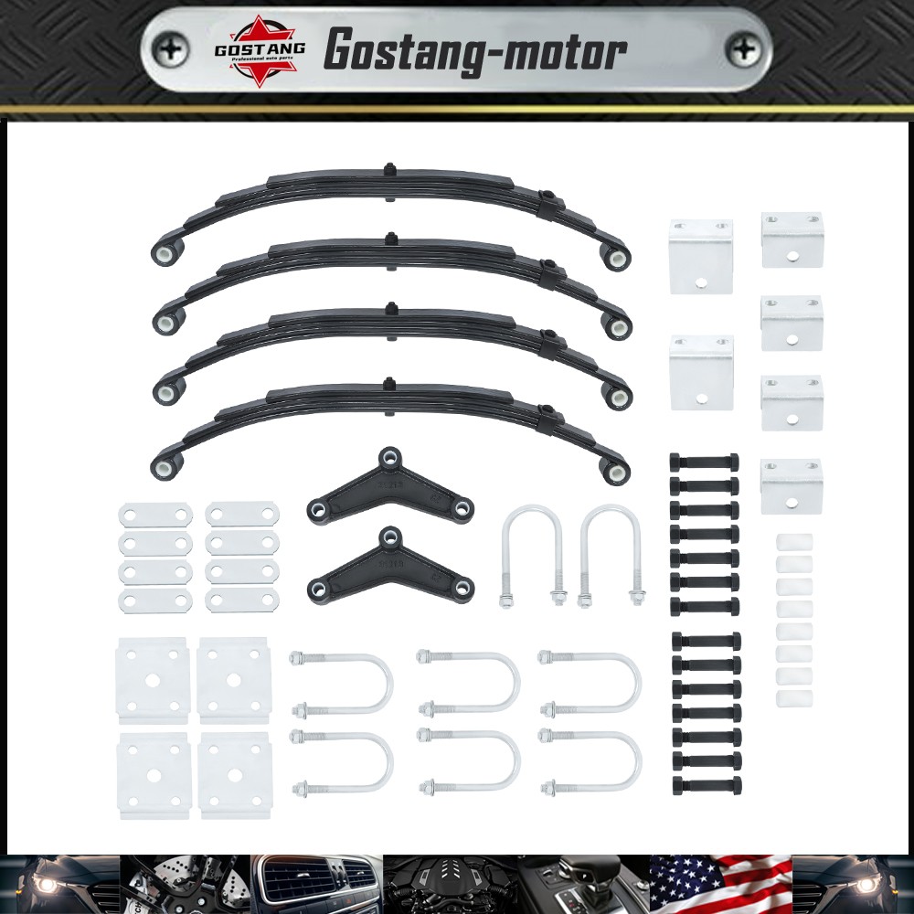3500lb Tandem Trailer Axle Suspension Kit 4Leaf 1750lb Springs U-bolt/Hanger Kit