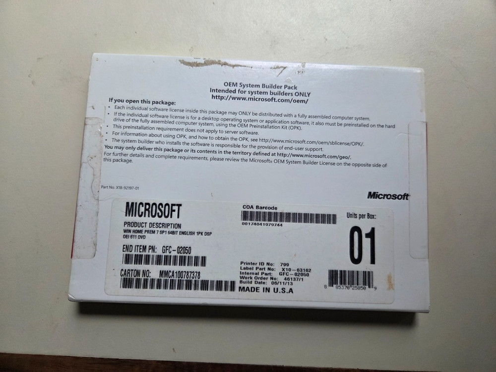 Microsoft Office Professional 2010 OEM SEALED GFC-02050 Word Excel No Subscripti