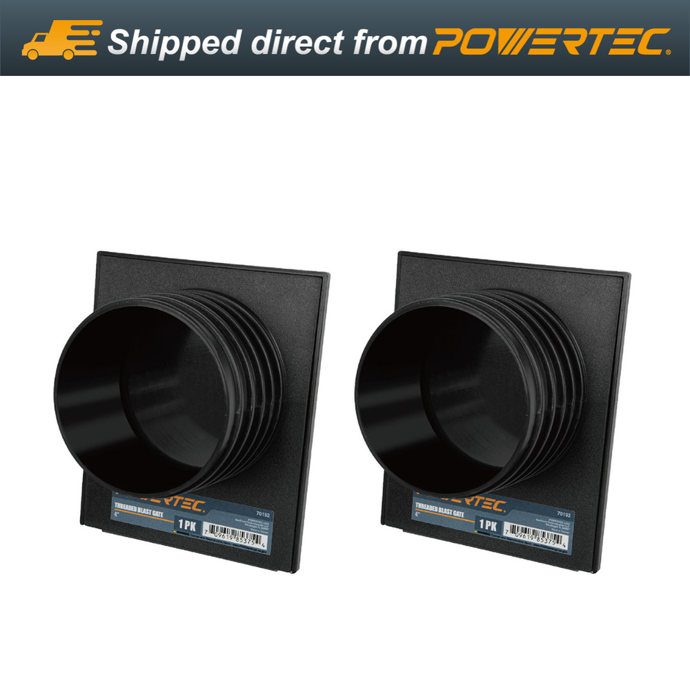 POWERTEC 4" Double Threaded Blast Gate for Dust Collector, 2PK (70192-P2)