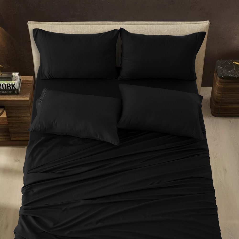 Luxury 6 Piece Bed Sheet Set 1800 Series Ultra Soft Deep Pocket Plain Sheet