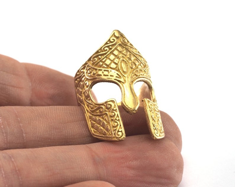 Helmet Ring Adjustable Raw Brass (19mm 9US inner size) 2542