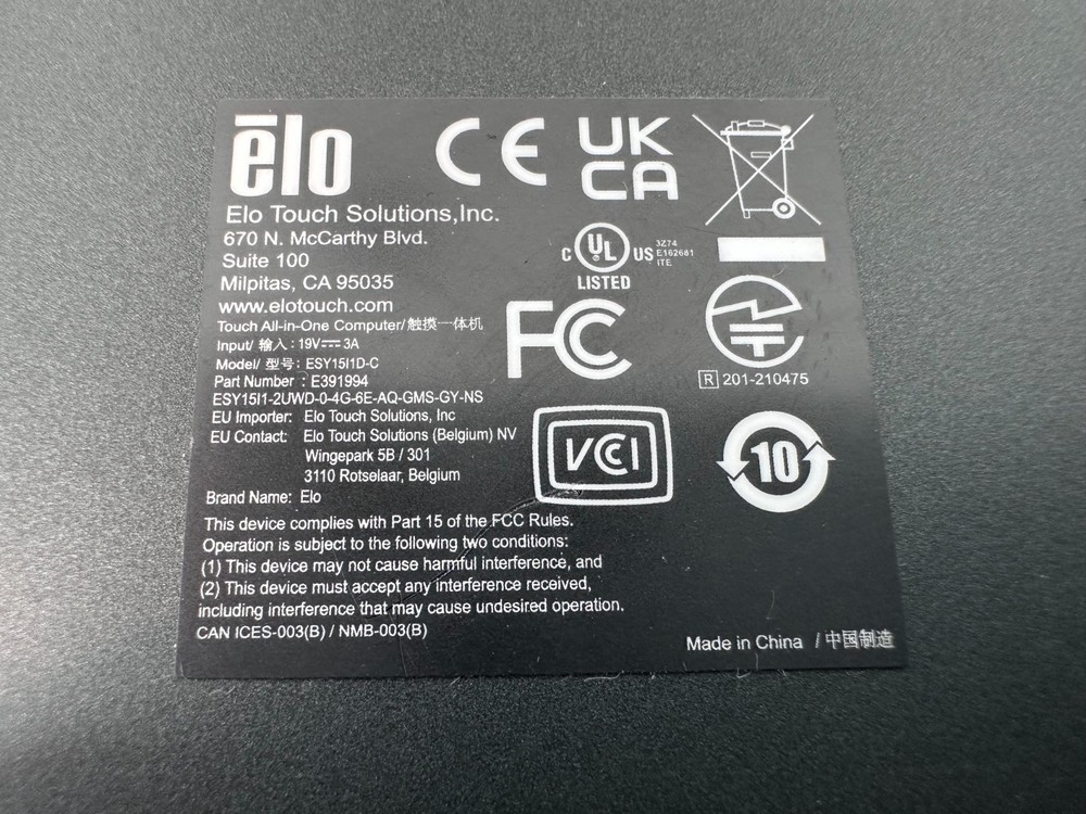 Elo ESY15I1D-C 15.6" Touchscreen POS Computer Android AIO Display E391994 🚚