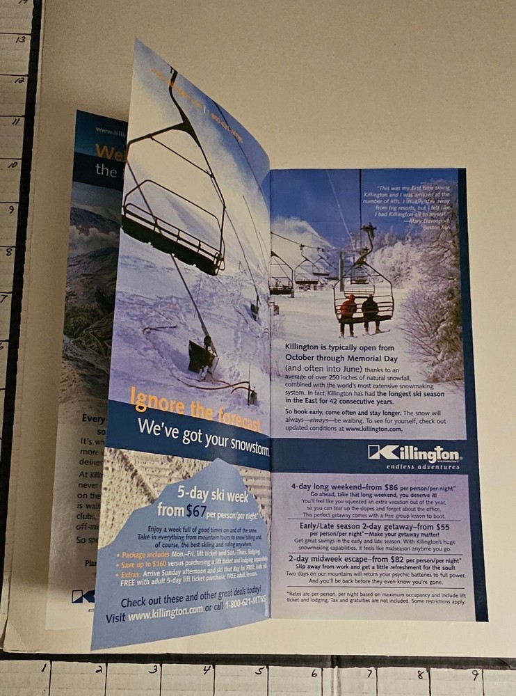 2003/04 KILLINGTON SKI AREA BROCHURE. MINT. See Description