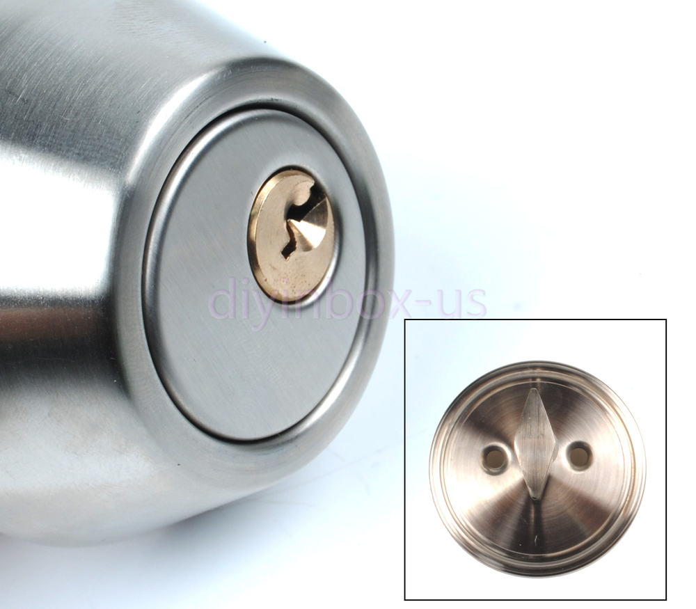 Silver Cylinder Deadbolt Door Lock Security Home Entry Handle Set with 3 keys