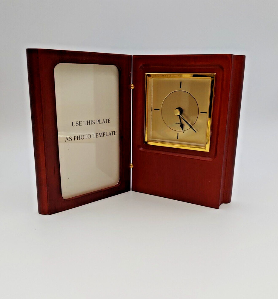 Wooden Book End Frame With Quartz Clock
