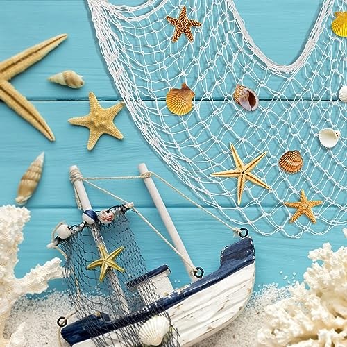 2 Pack Fish Net Decorations for Party Off White