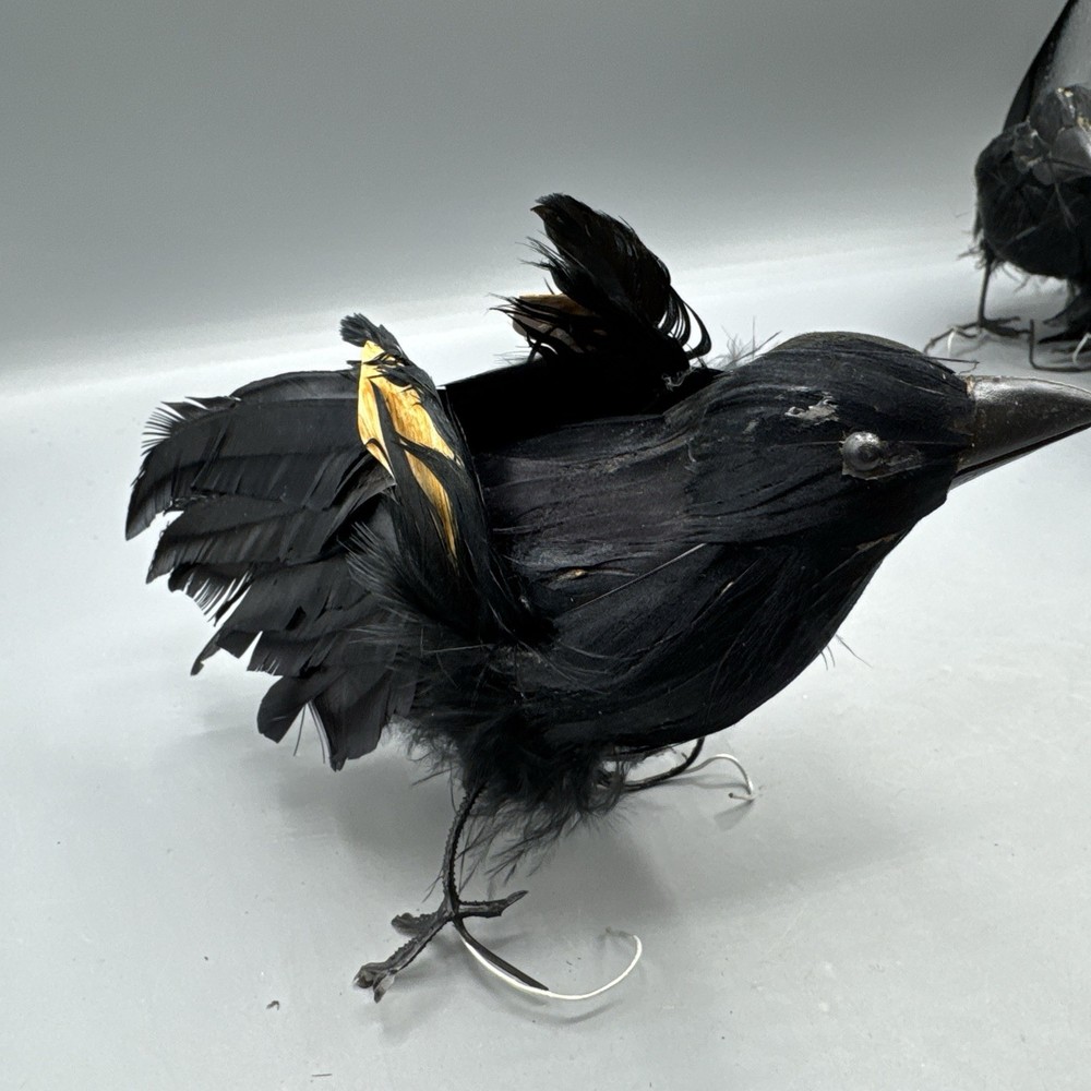 5 PCS Black Feathered Crows Halloween Ravens