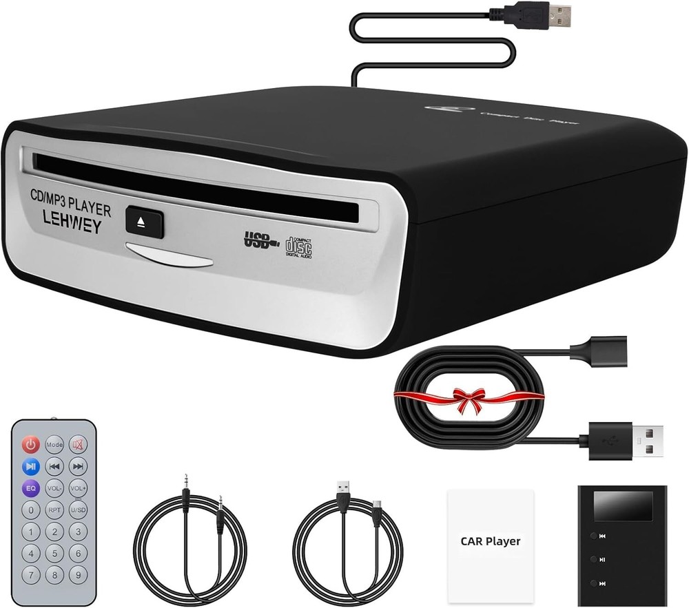 External USB CD Player for Car Portable Plug In CD Player with Remote Control