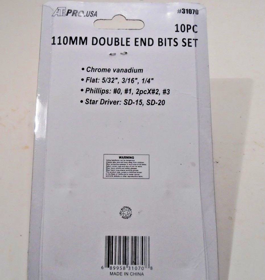 Screwdriver Bits 10pc Double End Hex Driver Shank Long Phillips Flat Star Driver