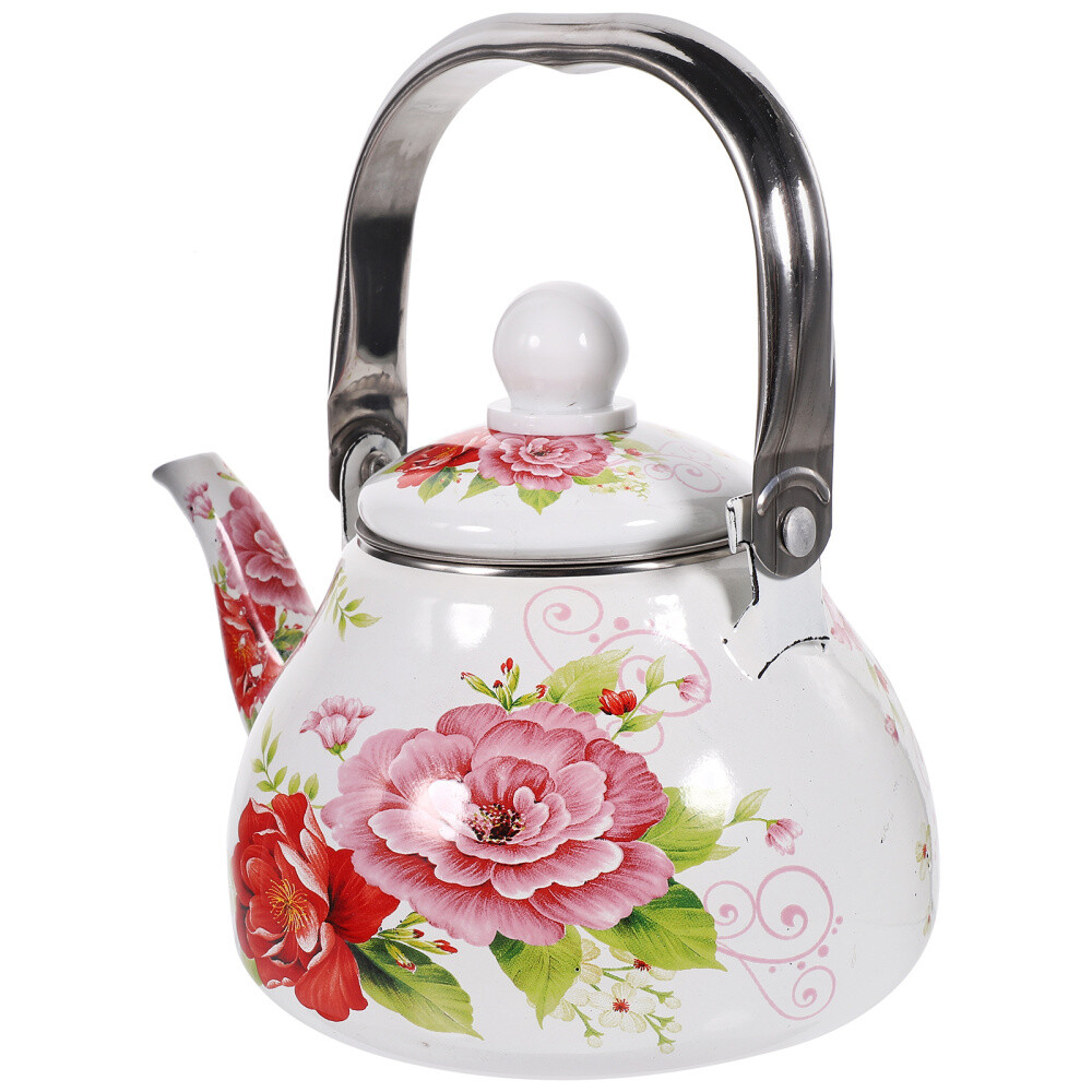 Enamel Kettle Floral Pattern Tea Kettle Stovetop Decorative Teapot Tea Kettle