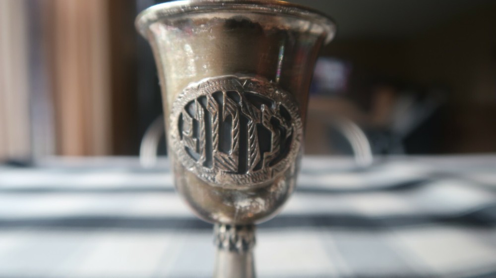 Vintage KIDDISH Cup Silver Marked CREELEY SHOT GLASS 3"