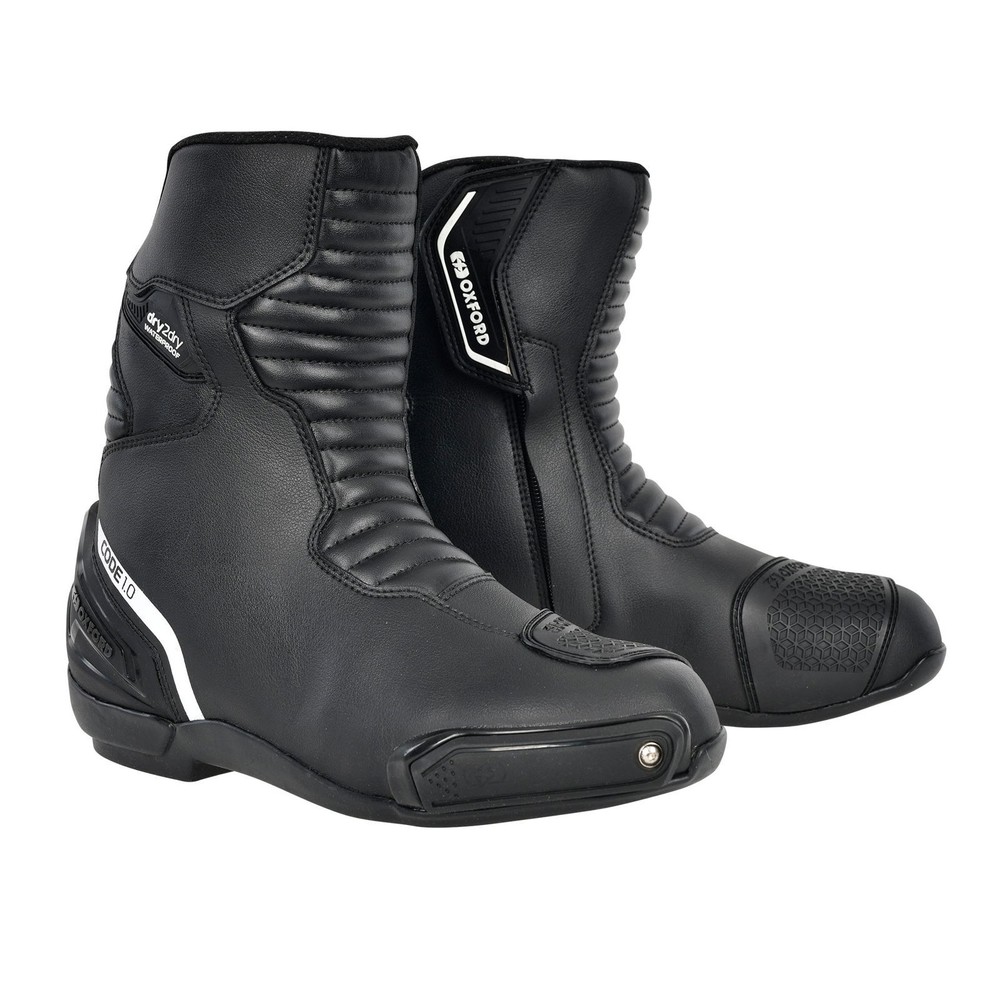 Oxford Products Code 1.0 Mid D2D Motorcycle Boots Black White