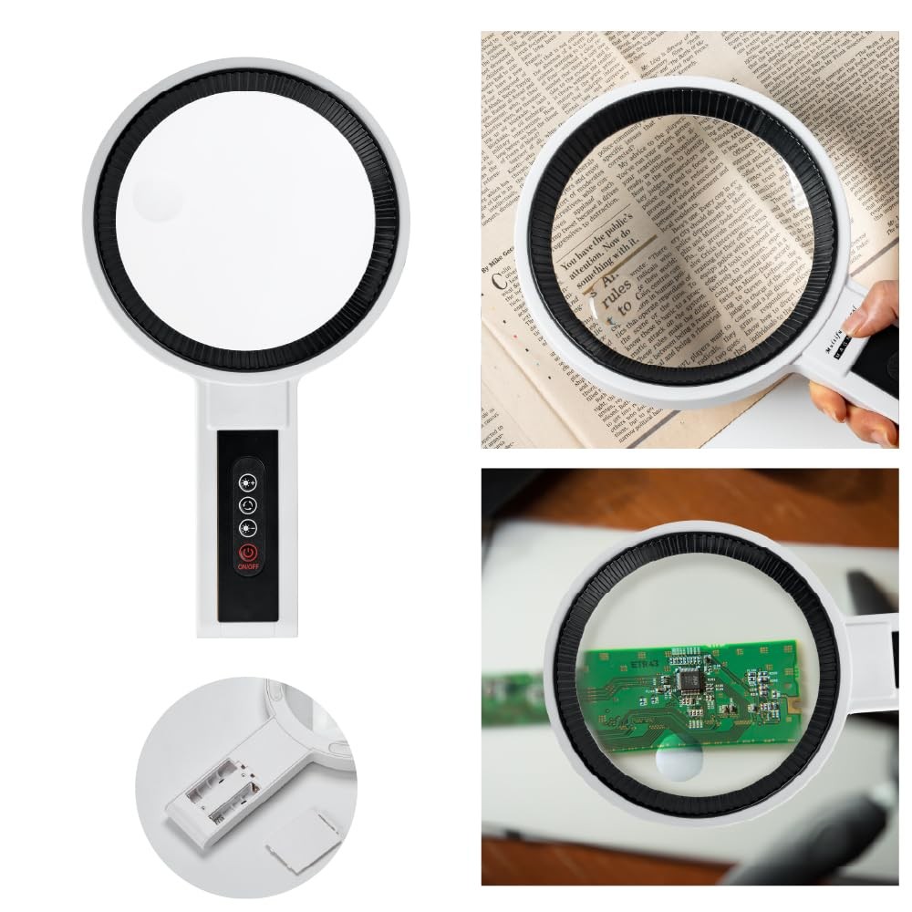 Lighted Magnifier, 2.5X/4.5X Magnifying Glass with 48 LEDs, Adjustable Bright...