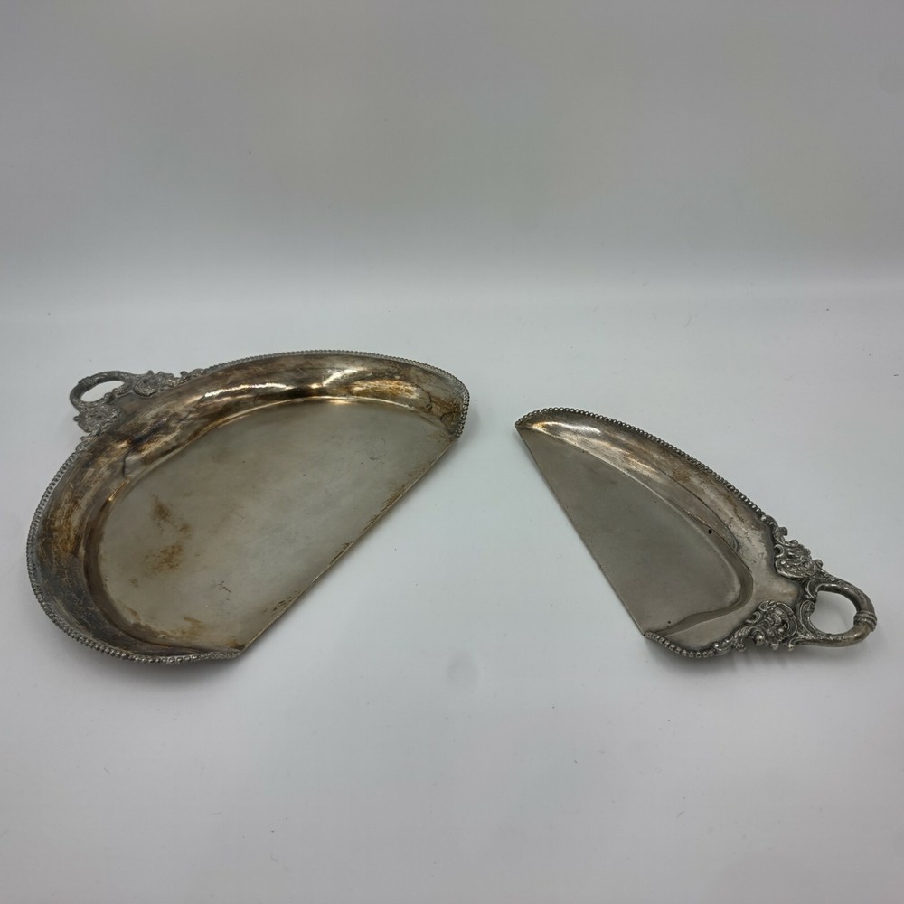 Antique Victorian E G Webster Silver Plate Crumb Tray Set
