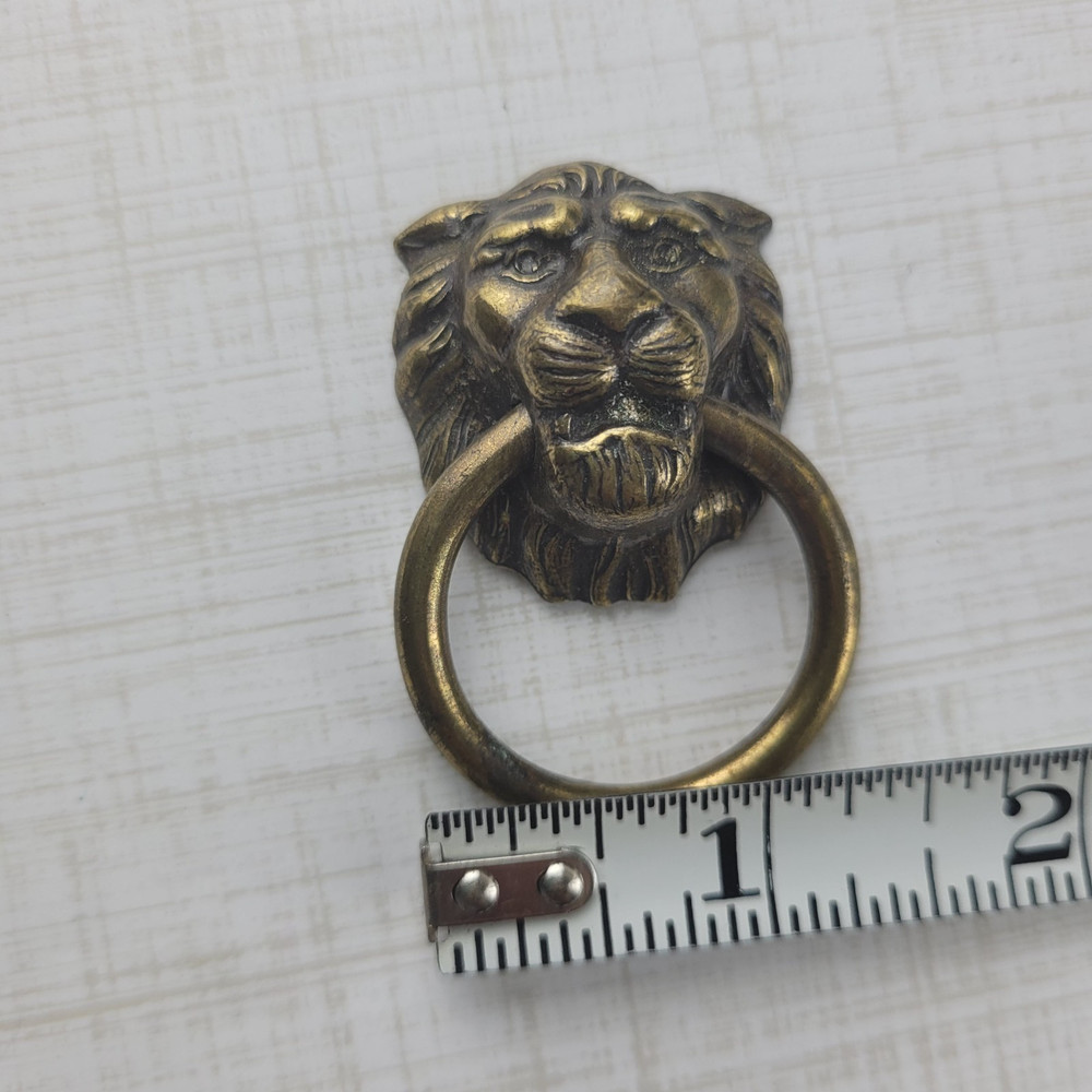 Vintage Small Lion Door Knocker Ring Drawer Pull