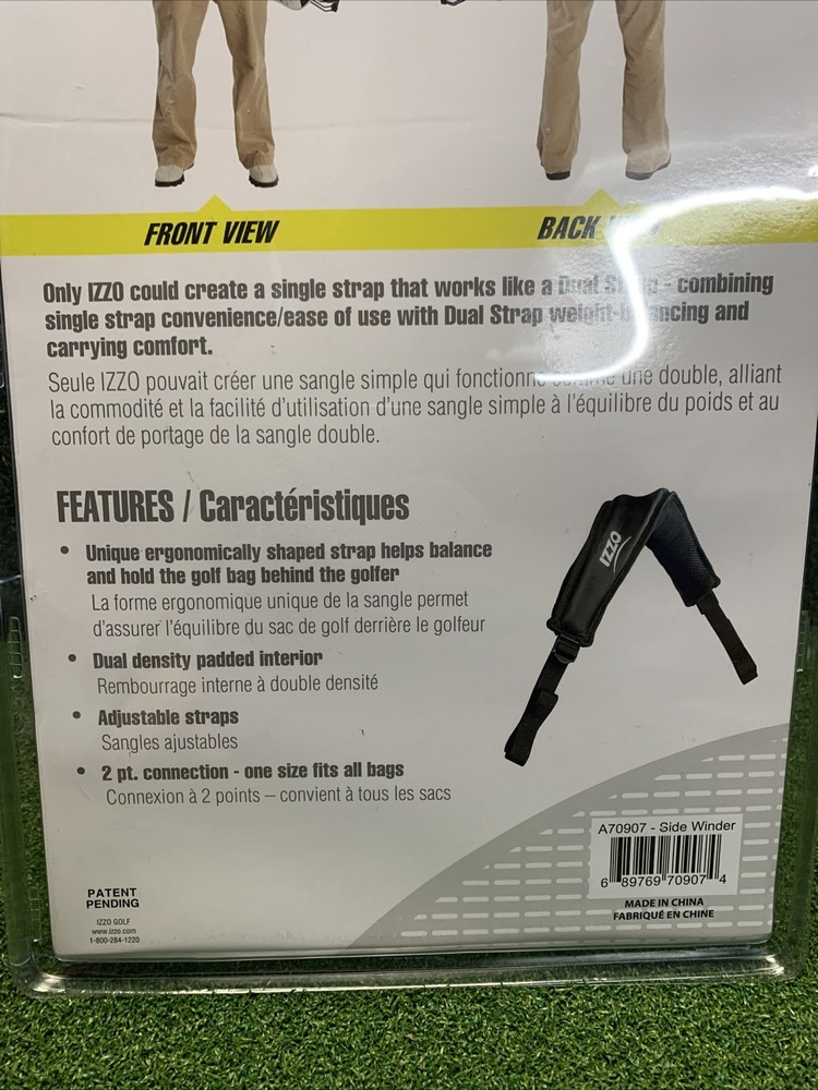 IZZO Golf Sidewinder Replacement Golf Bag Strap, Black