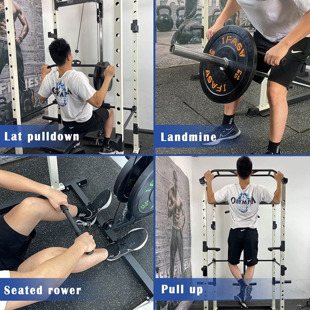 Multifunctional Power Cage, Pullup Squat Rack 1000Lbs Capacity Barbell Rack