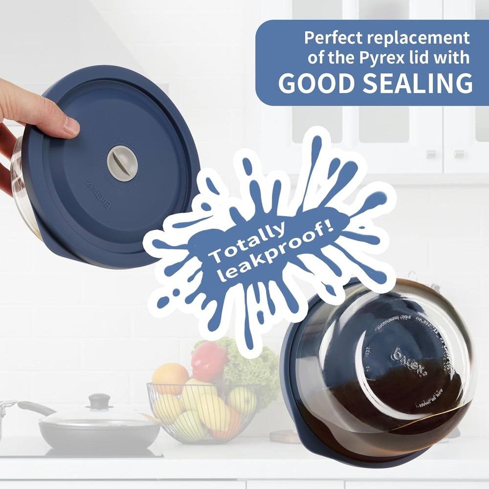 Replacement Lids for Pyrex 7201-PC 4 Cup, Silicone 4 Dark Blue 2pack