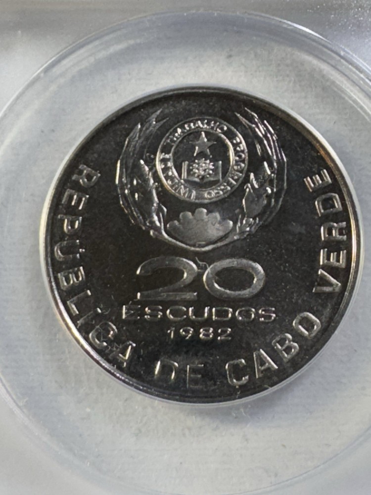 1982 Cape Verde 20 Escudos Graded MS 65 by ANACS
