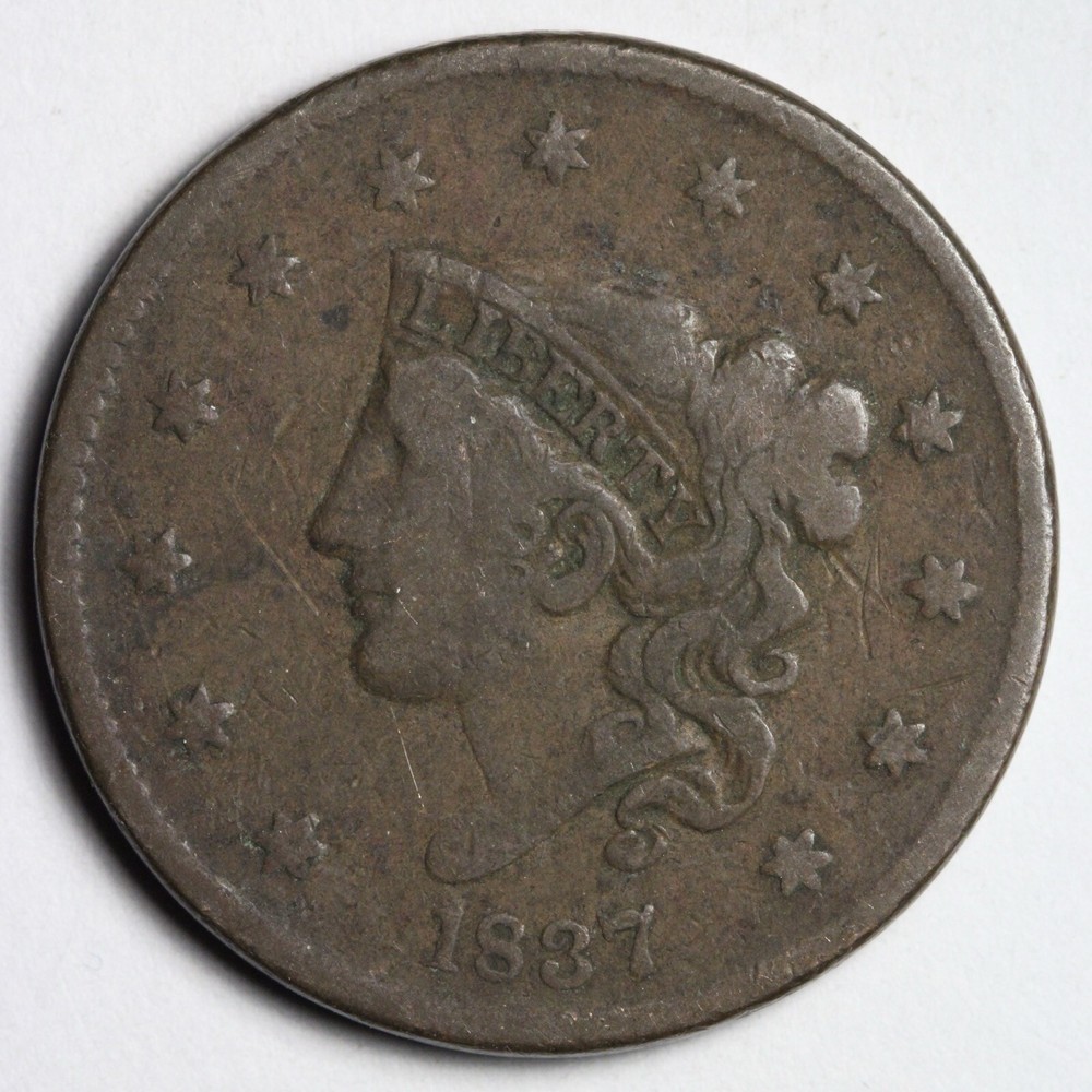 1837 Coronet Head Large Cent CHOICE FINE E142 VTCJ
