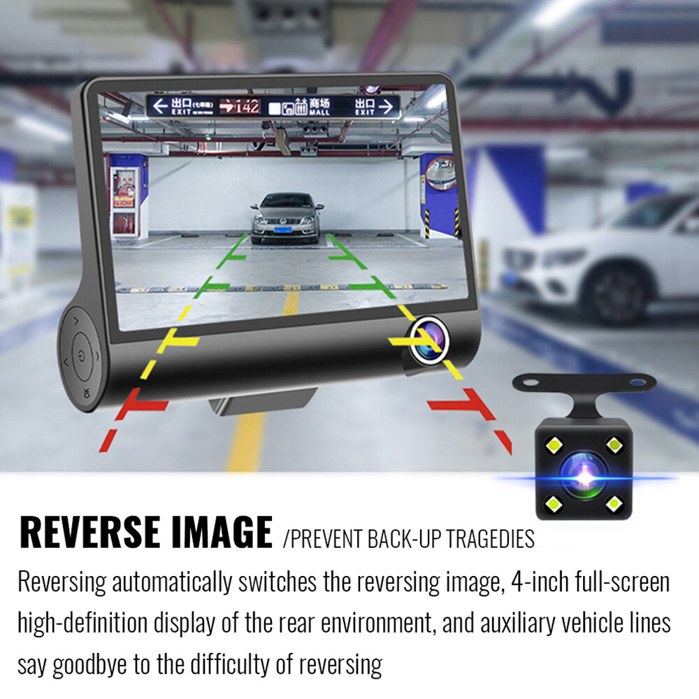 1080P 3 Lens Car Dash Cam Recorder G Sensor DVR Front/Rear/Inside Camera Video