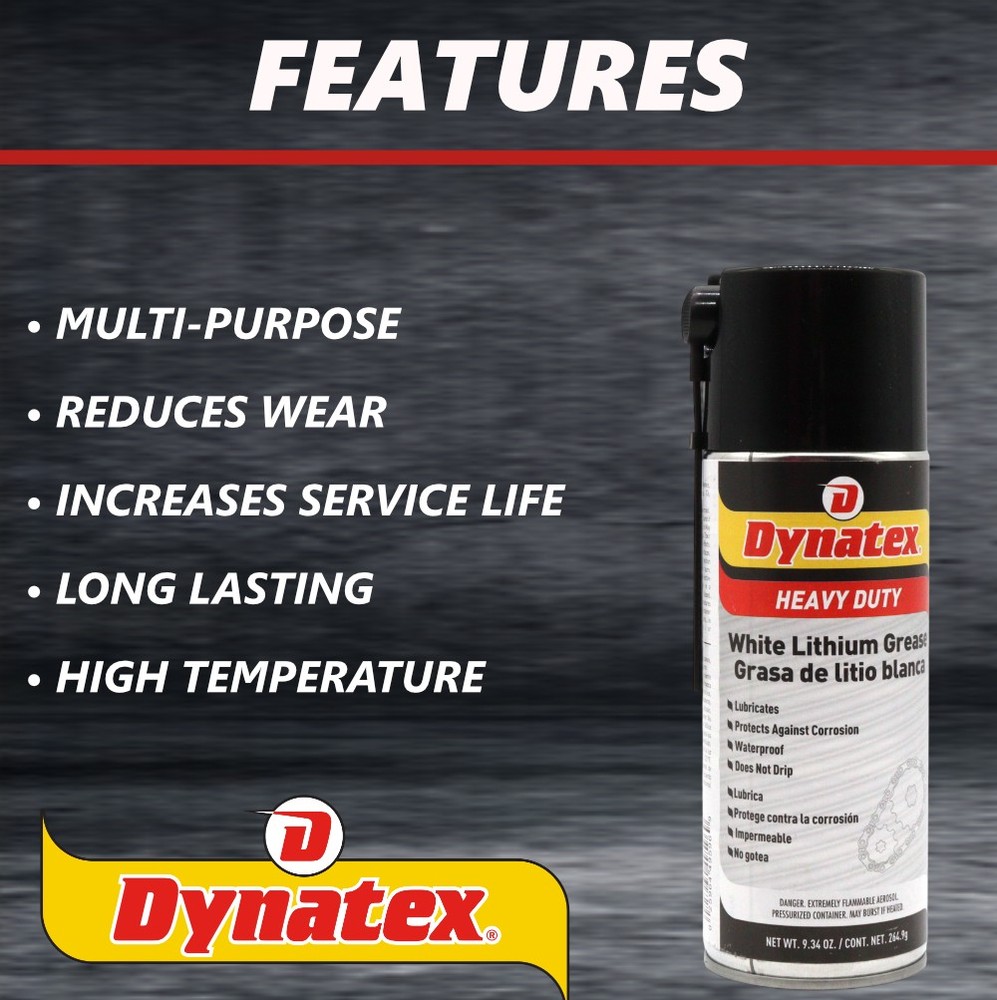 Dynatex White Lithium Grease 10.5 oz Aerosol Multi-Purpose (8-Pack)