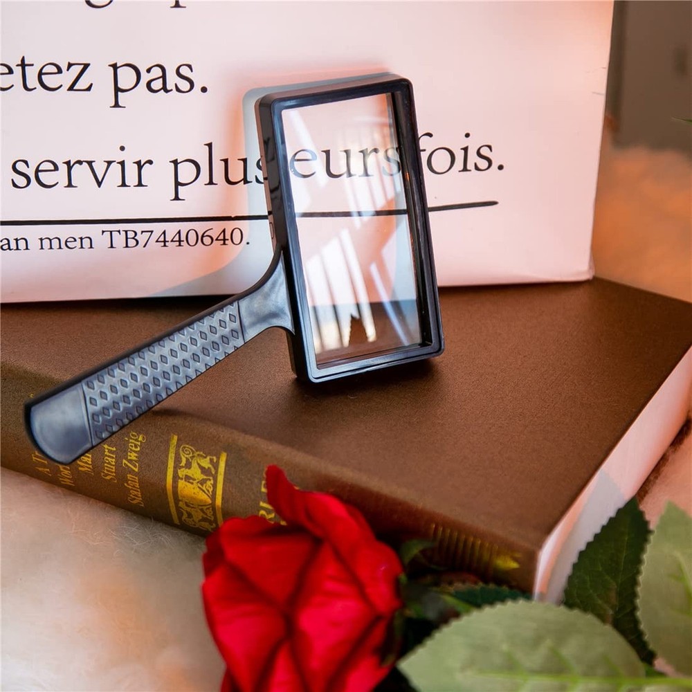 Large Rectangular Handheld Magnifying Glass，5X Magnification，4x2in