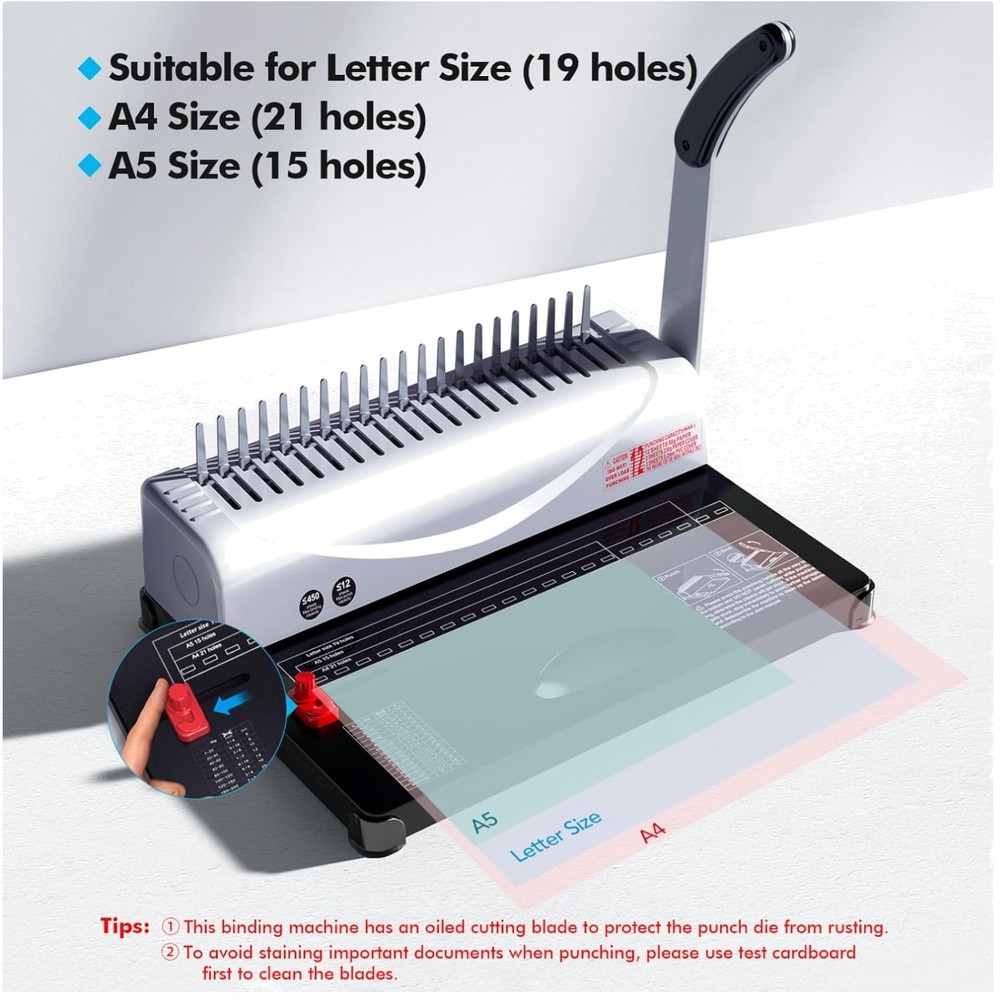 21-Hole Comb Binder with 450 Sheets Capacity