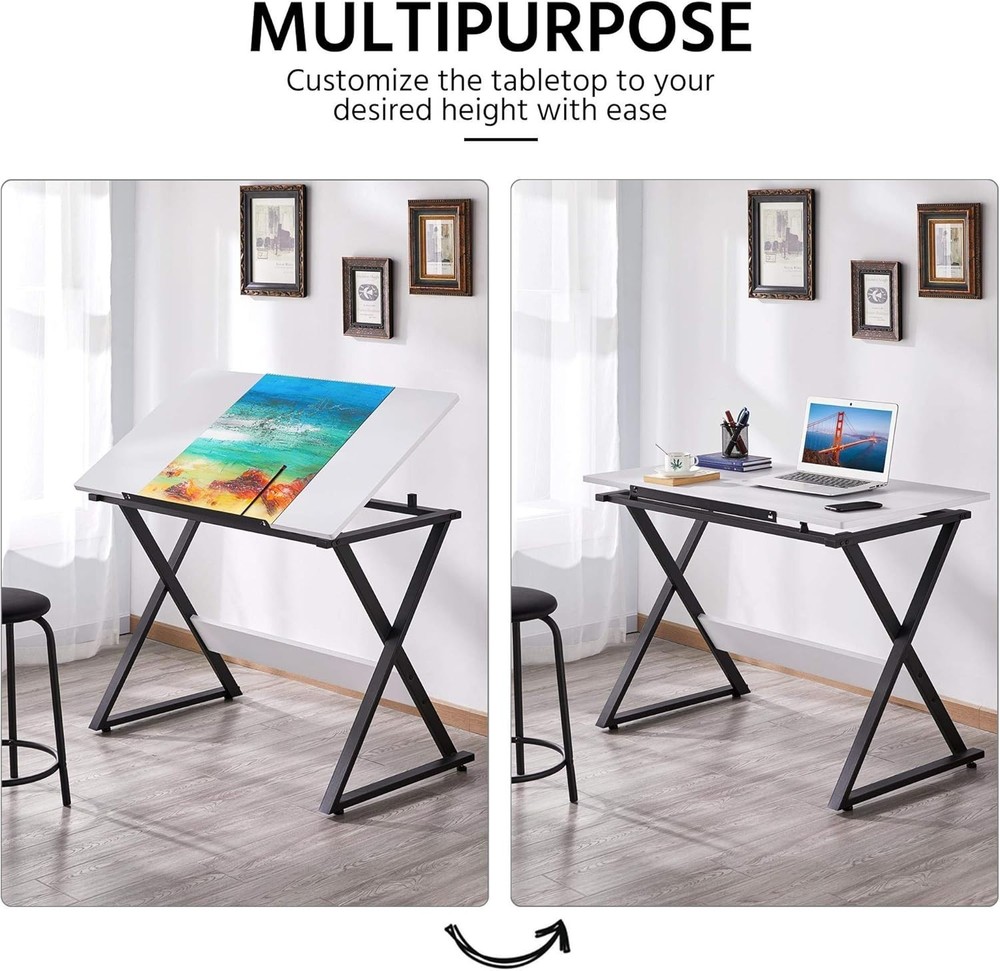 Stylish Adjustable Drafting Table with Multi-Angle Desk Surface for Art & Study
