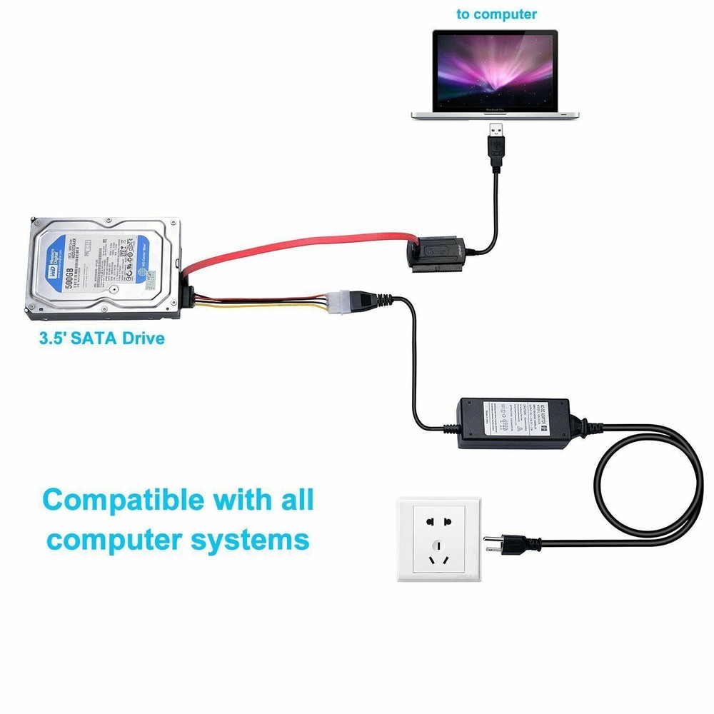USB to IDE ATA SATA ATAPI Hard Drive Disk HDD 2.5" 3.5" Cable Connector Adapter