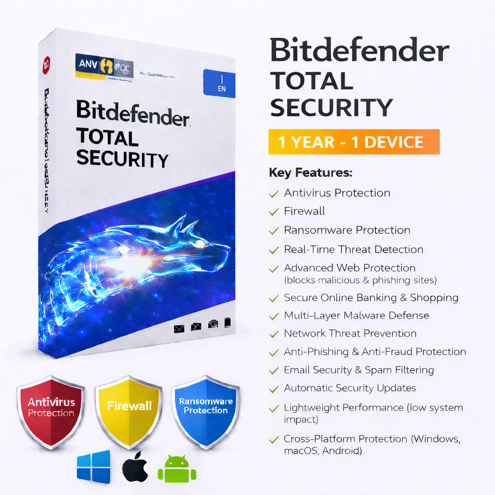 Bitdefender Total Security 2026 1 Year 1 Device (Windows,MAC,ANDROID)
