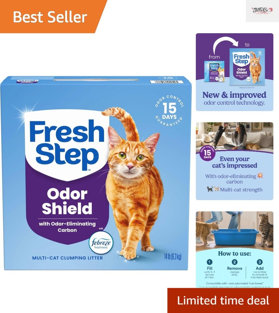 Multi-Cat Clumping Litter, 14 lb - Quick Absorption & Easy Scooping with Febreze