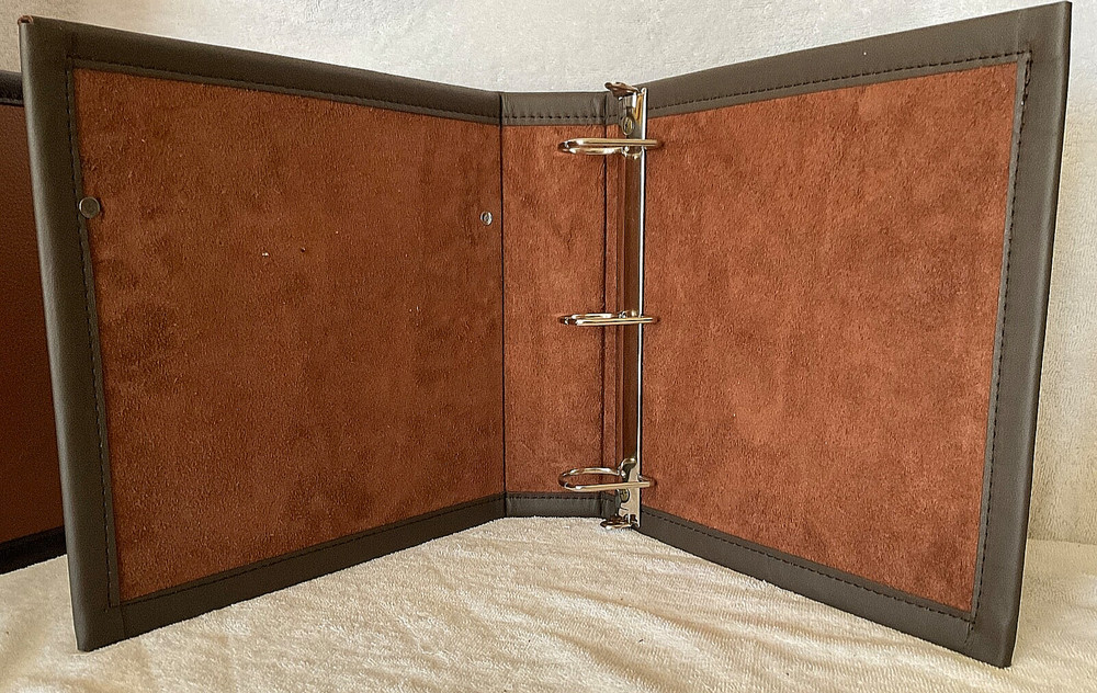 MINI SNAFFLE BIT ON DARK CHOCOLATE BROWN LEATHER 2" 3 RING BINDER SUEDE LINING