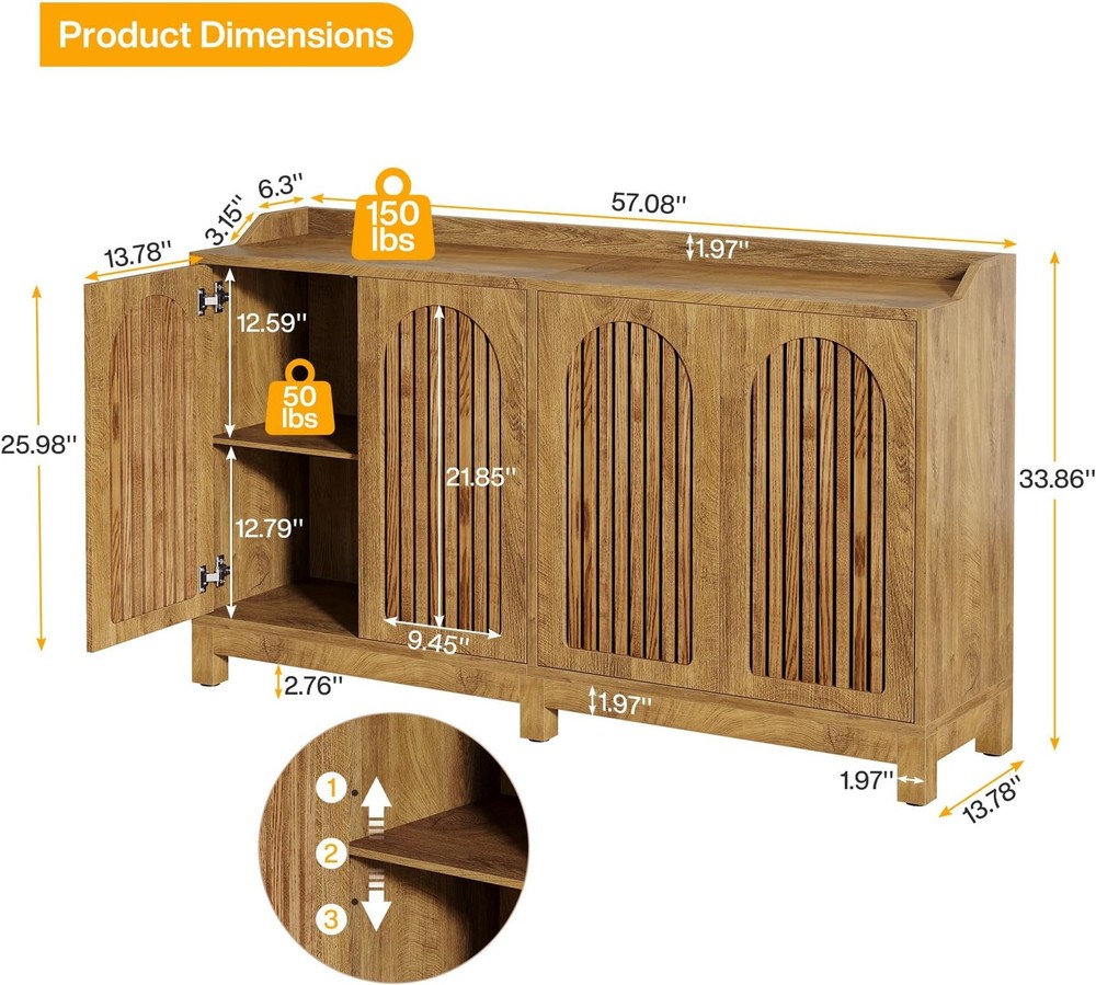 Sleek Sideboard Buffet,Storage Cabinet