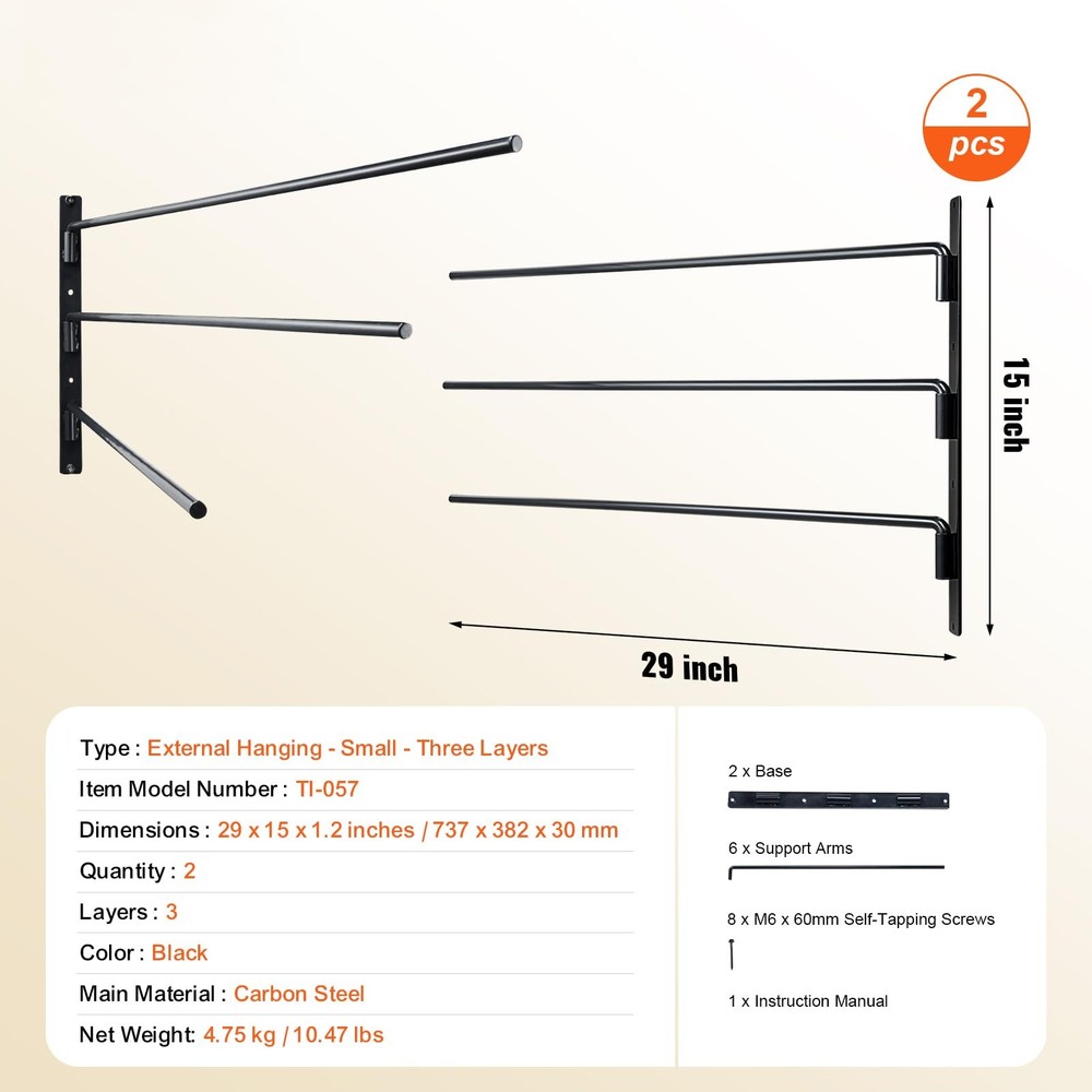 Wall Mounted Saddle Rack 2 Pack Swing Out Holder Three Tiered